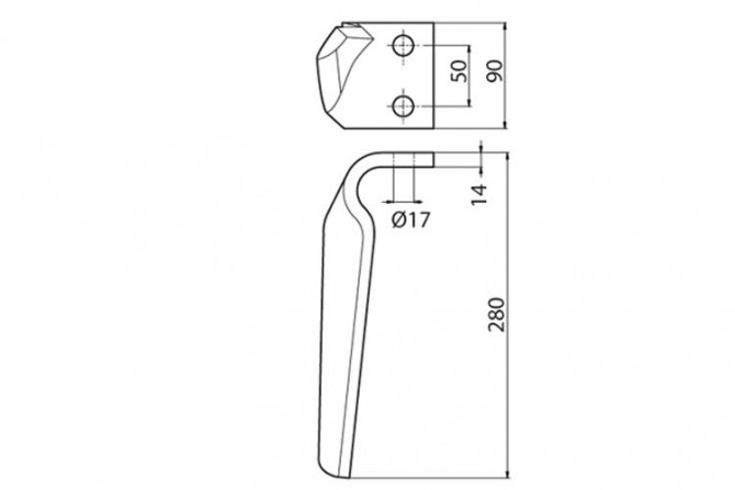 DENT HERSE - DROITE - MASCHIO - ADAPT - 27100210 - DIAMENTE RH66 - EP. 14MM