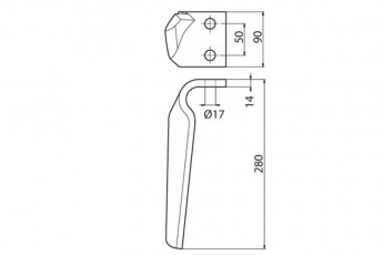 DENT HERSE - DROITE - MASCHIO - ADAPT - 27100210 - DIAMENTE RH66 - EP. 14MM