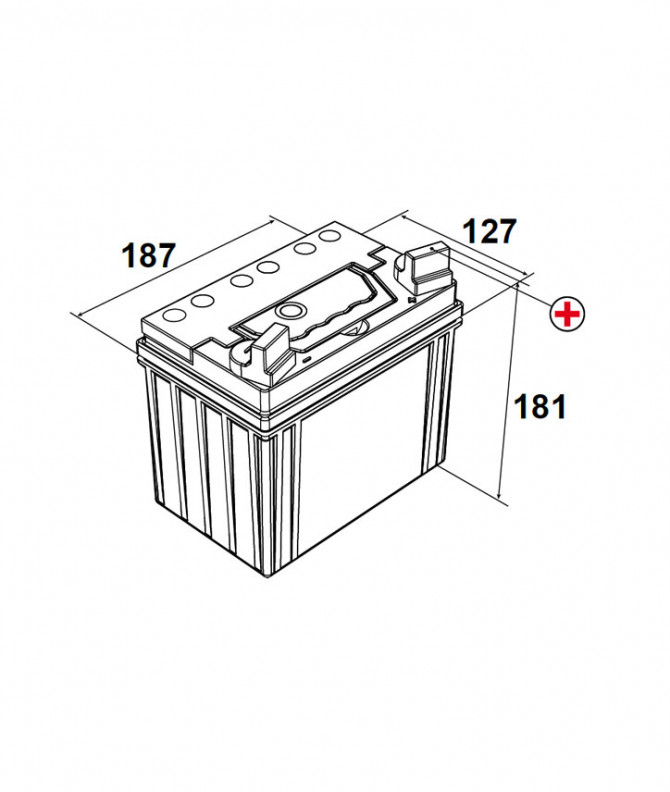 N°91 -BATTERIE MOTOC ATTRACTIV U1R9-PRETE A L'EMPLOI -12V-26Ah-187x127x181 - +