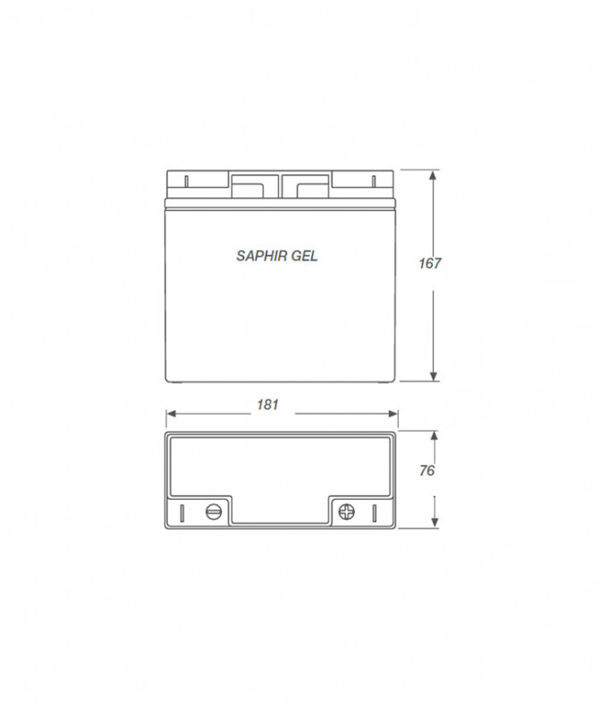 N°94-BATTERIE MOTOC ATTRACTIV SAPHIR GEL-PRETE A L'EMPLOI-12V-20Ah-181x76x167-+D