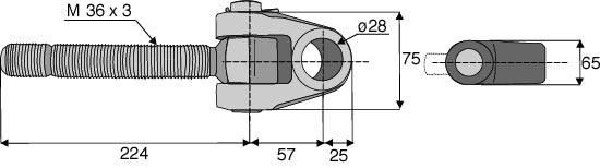 ARTICULATION GAUCHE CAT 2 POUR NH - Ø TIGE 36x3 - Ø TROU 28