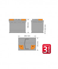 N°62 BATTERIE ATTRACTIV - LIQUIDE 12V -65Ah- 540A -242x175x190- GARANTIE 3 ANS