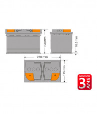 N°63 BATTERIE ATTRACTIV - LIQUIDE 12V -80Ah- 700A -278x175x190- GARANTIE 3 ANS