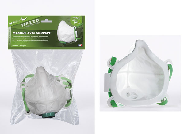 LOT DE 2 MASQUES DE PROTECTION FFP2 R D AVEC SOUPAPE MS182 - brochable