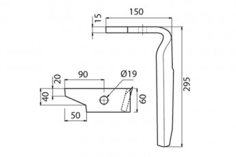 DENT HERSE - DROITE - AMAZONE - ADAPT - 950788 - KE302 - EP. 15MM