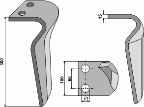 DENT HERSE - GAUCHE - MASCHIO - ADAPT - 36100211 - 300x100MM - EP. 15MM