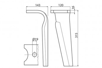 DENT HERSE - DROITE - KUHN - ADAPT - K2500100