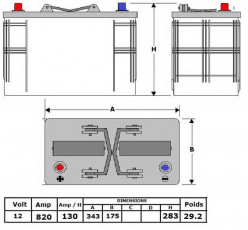 N°25 BATTERIE ATTRACTIV - LIQUIDE 12 V - 130 Ah - 820 A - 345x172x283