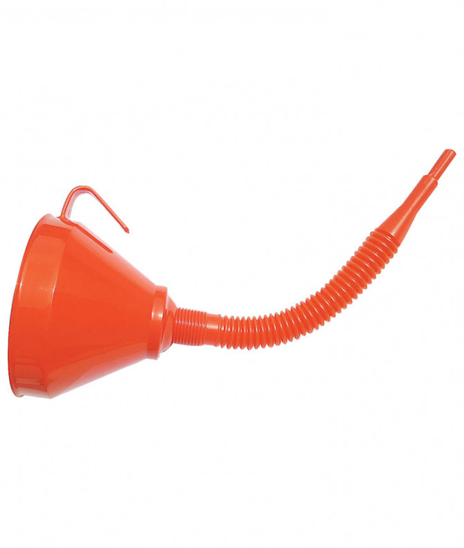 ENTONNOIR PLASTIQUE ø160 ORANGE AVEC TUBE FLEXIBLE 30CM BEC RIGIDE
