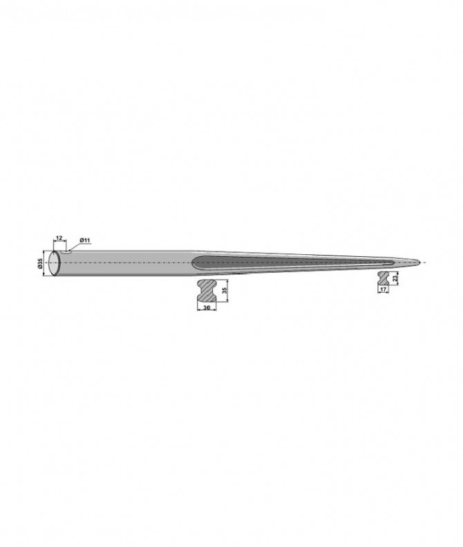 DENT FOURCHE DROITE 4083 -FIX. PERCEE- Ø35 - LONG:1150 - TYPE: AGRAM/EMILY/MAGSI