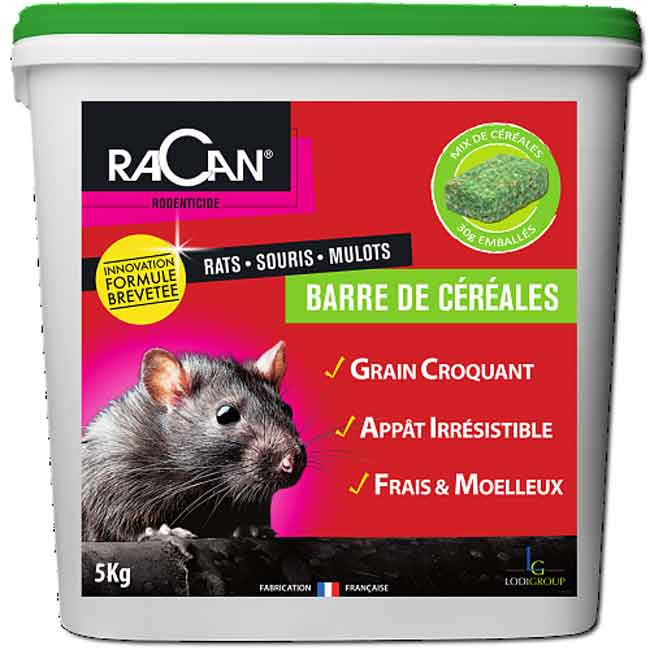 Gamme PRO (50 PPM) - SOURICIDE RATICIDE BARRE DE CÉRÉALES - seau 5kg