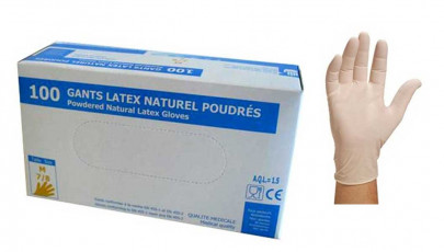 GANT LATEX NATUREL POUDRE  Boite de 100 gants - élasticité et résistance